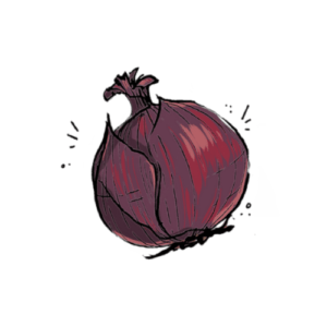 A drawing of a red onion