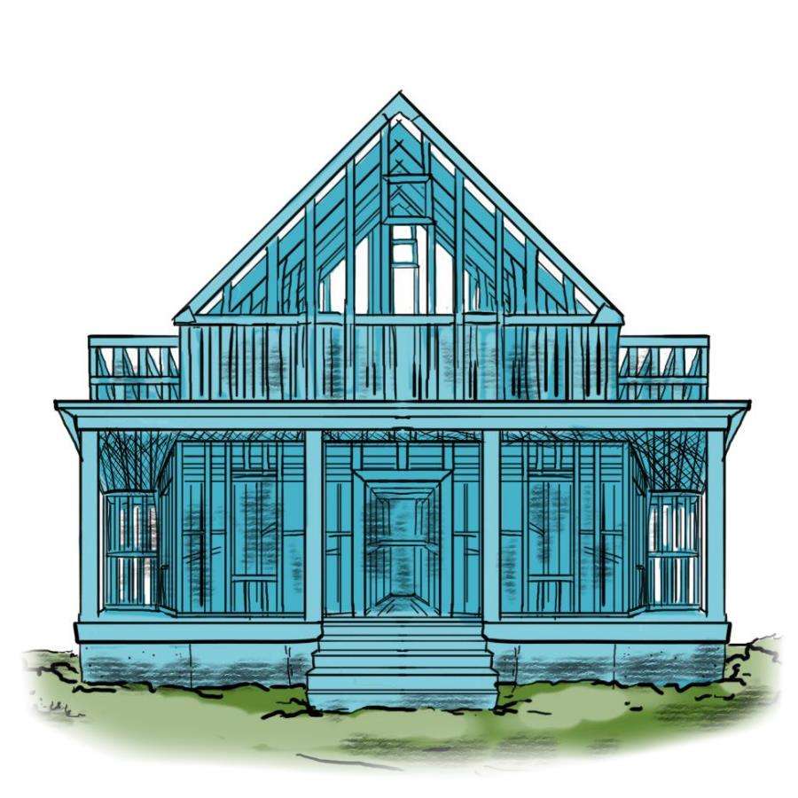 Framed house illustration