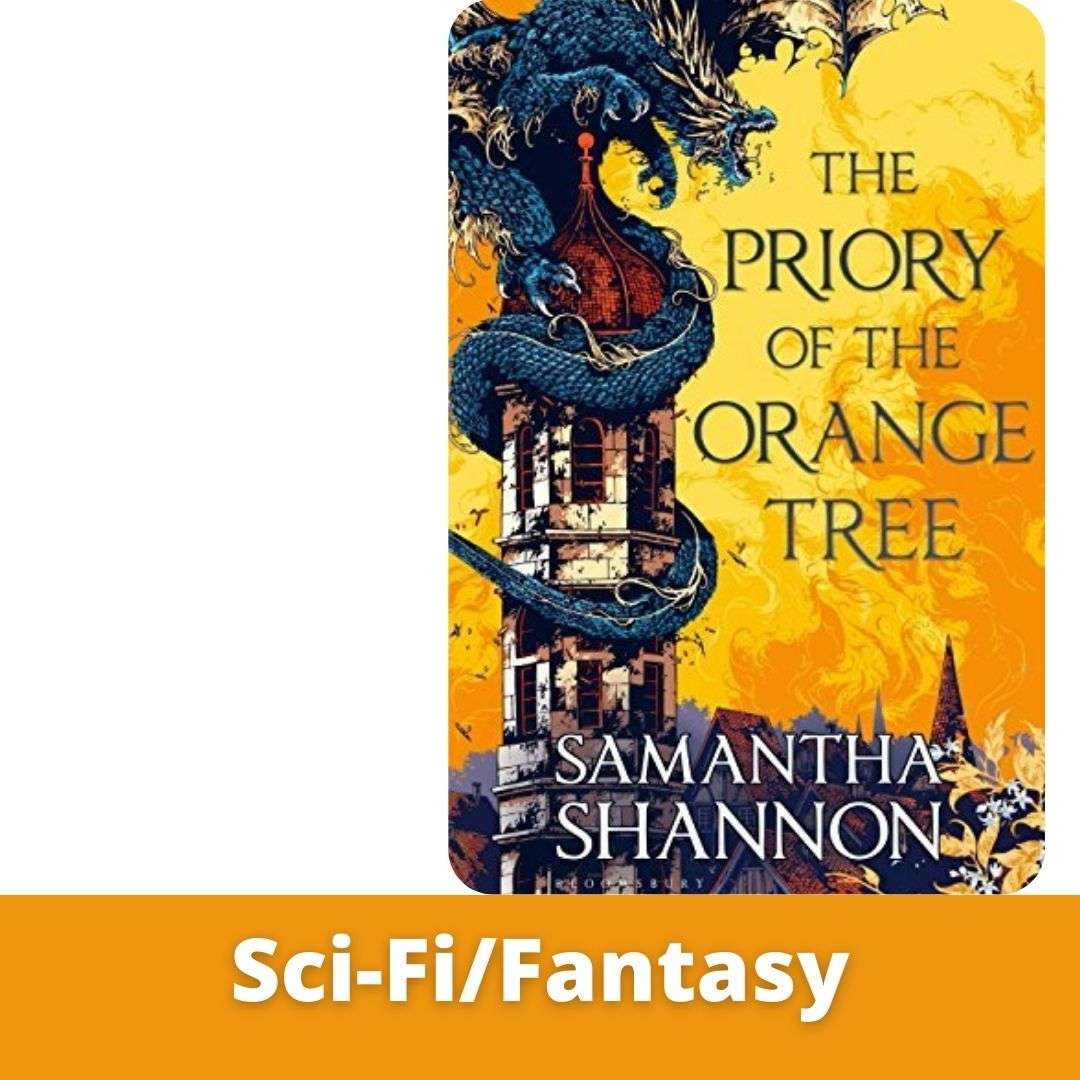 Book cover of "the priory of the orange tree" labelled sci-fi/fantasy