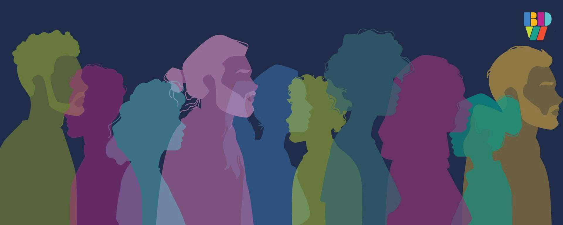 A colorful photo of a diverse group of people.